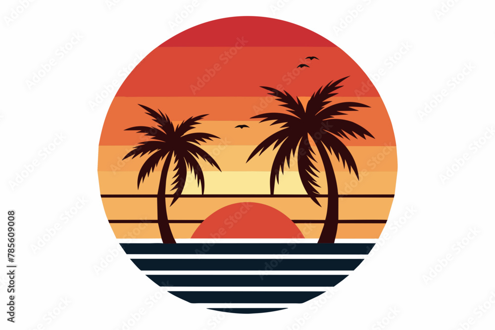 t-shirt-design--with-sunset--vintage--white-background 