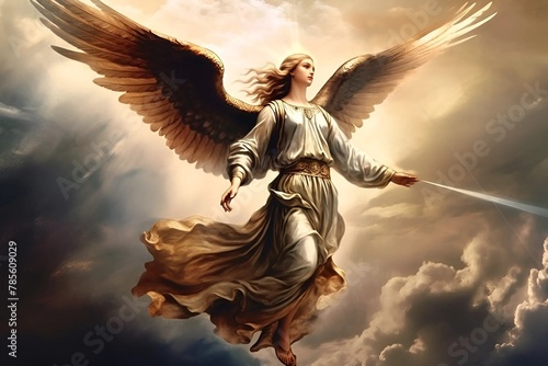 A sacred angel in the sky. Generative AI.