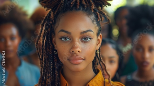 Woman With Braids Standing in Front of Group of People