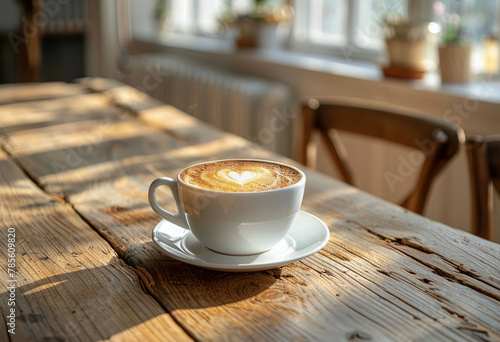 A Cup of Coffee on Wooden Table