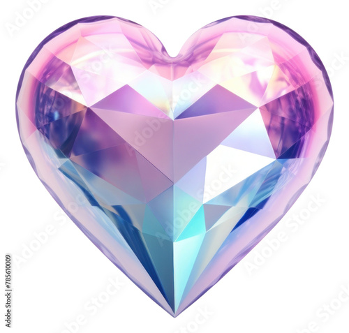 PNG Heart shape iridescent gemstone jewelry white background © Rawpixel.com