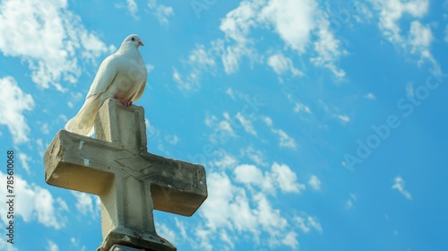 Pomba branca sobre a cruz, símbolo do Divino Espírito Santo  photo