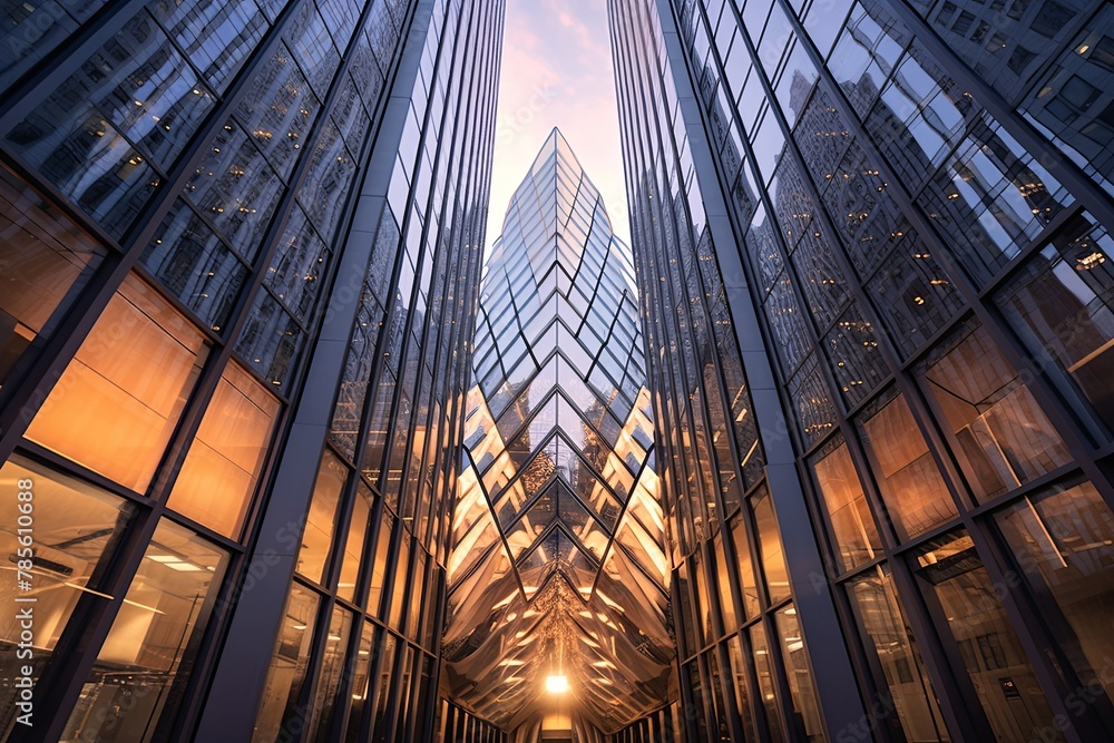 Futuristic Glass Architecture in Downtown Financial District	