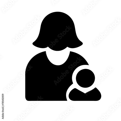 Mom Holds a Baby icon vector graphics element silhouette sign symbol illustration on a Transparent Background