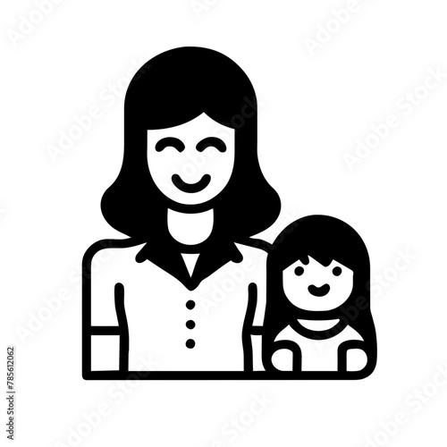 Mom Holds a Baby icon vector graphics element silhouette sign symbol illustration on a Transparent Background
