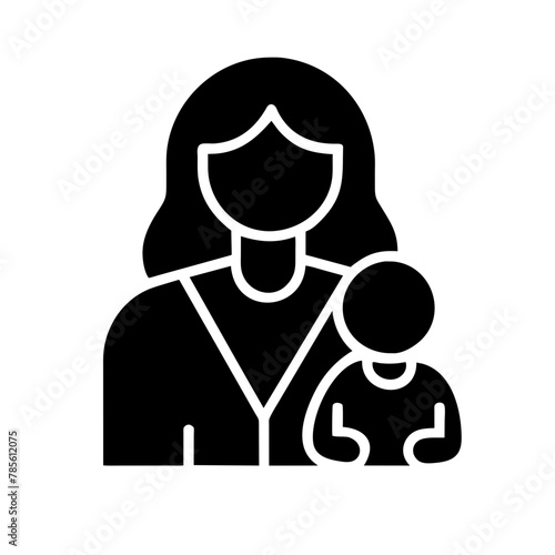 Mom Holds a Baby icon vector graphics element silhouette sign symbol illustration on a Transparent Background