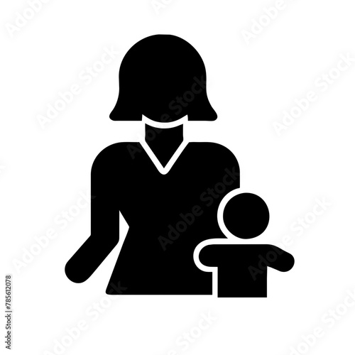Mom Holds a Baby icon vector graphics element silhouette sign symbol illustration on a Transparent Background