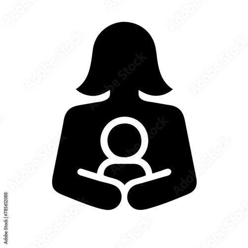Mom Holds a Baby icon vector graphics element silhouette sign symbol illustration on a Transparent Background