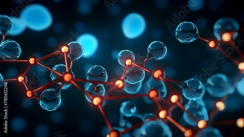 Abstract 3d rendering of molecules. Molecule structure for medical background.
