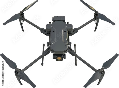 Professional quadcopter drone with camera isolated cut out png on transparent background © Andrii