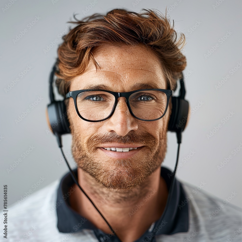 Man Wearing Glasses and Headphones
