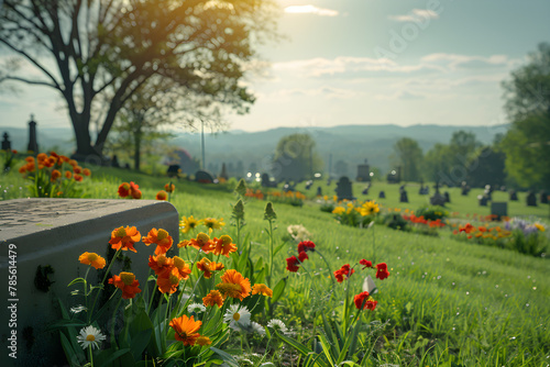 A solemn military cemetery or memorial to honor fallen soldiers on Memorial Day.