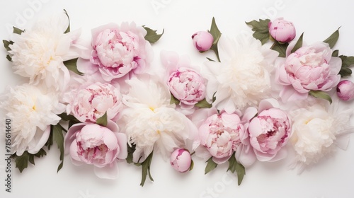 Group of Pink and White Flowers on White Background © Sky51