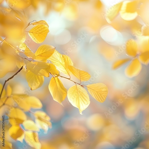 Golden Glow - Serene Autumn Backdrop with Soft Focus Leaves and Bokeh Sparkle