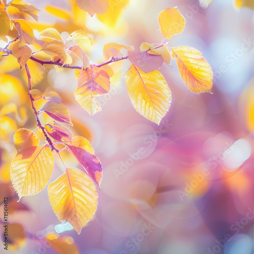 Golden Glow - Serene Autumn Backdrop with Soft Focus Leaves and Bokeh Sparkle