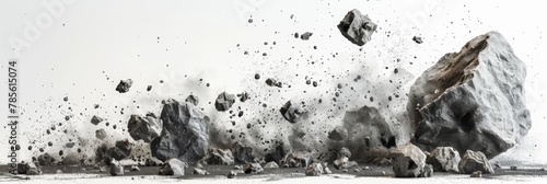 Dramatic Falling Rock Formation Against White Background Generative AI photo