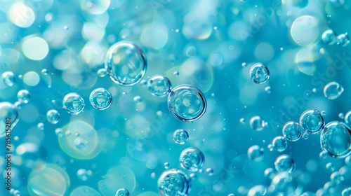 Close-up view of clear, sparkling oxygen bubbles rising in a glass of mineral water, symbolizing freshness, hydration, and health benefits associated with enriched drinking water.