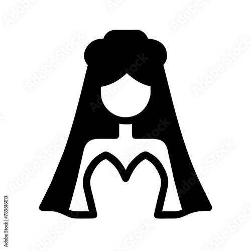 Wedding Veil icon vector graphics element silhouette sign symbol illustration on a Transparent Background
