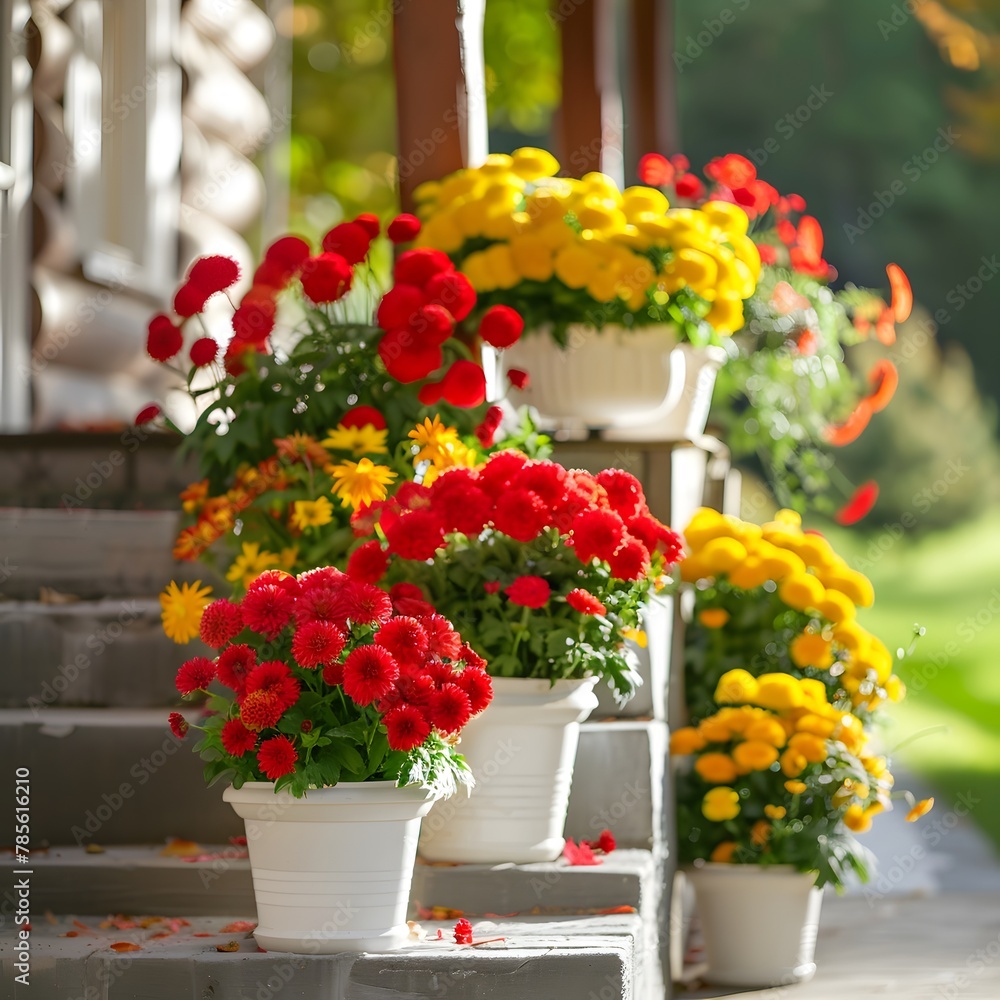 Radiant Blooms: Vibrant Flowers in Porch Planters
