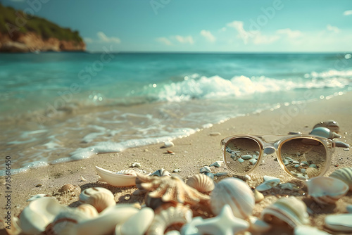 Summer season with Beautiful tropical beach and sea summer copy space post for your design