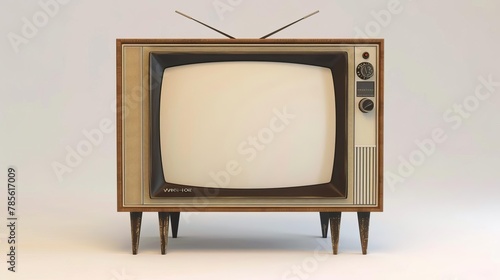 vintage television set with blank screen isolated on white old retro tv for nostalgic media concepts high quality 3d illustration