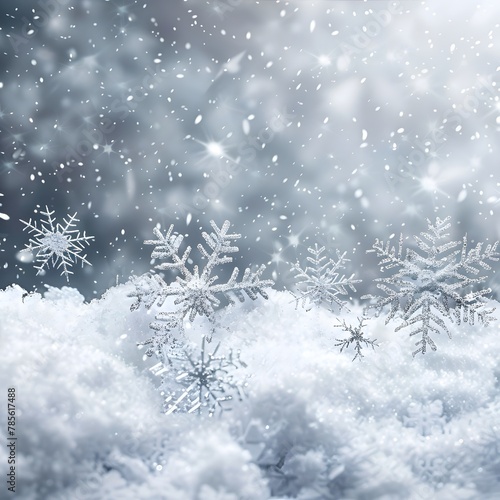 Shimmering Snowscape: Elegant Christmas Silver Snowflake Background