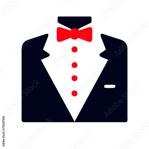Tuxedo icon vector graphics element silhouette Wedding sign symbol illustration on a Transparent Background