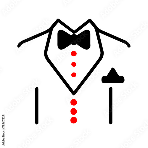 Tuxedo icon vector graphics element silhouette Wedding sign symbol illustration on a Transparent Background