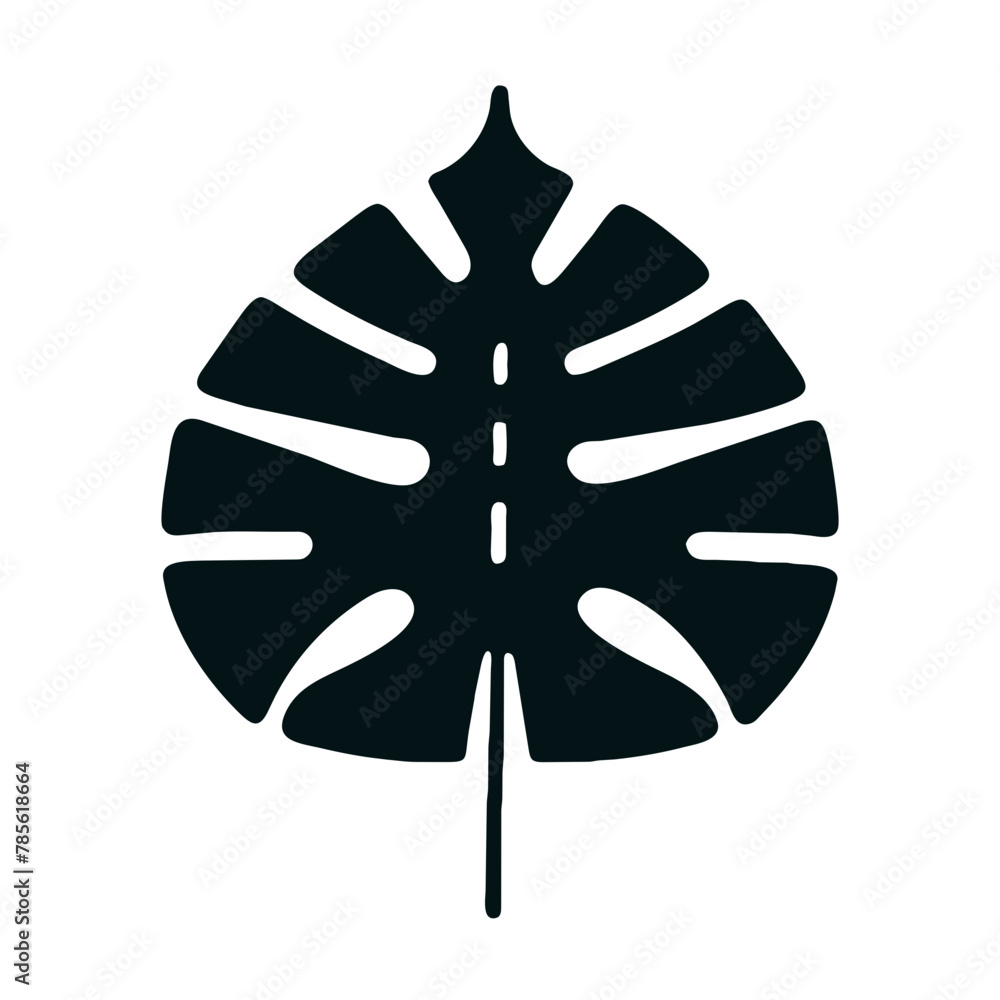 Monstered Tropical Leaf icon vector graphics element silhouette sign symbol illustration on a Transparent Background Monstered Tropical Leaf icon vector graphics element silhouette sign symbol illustration on a Transparent Background