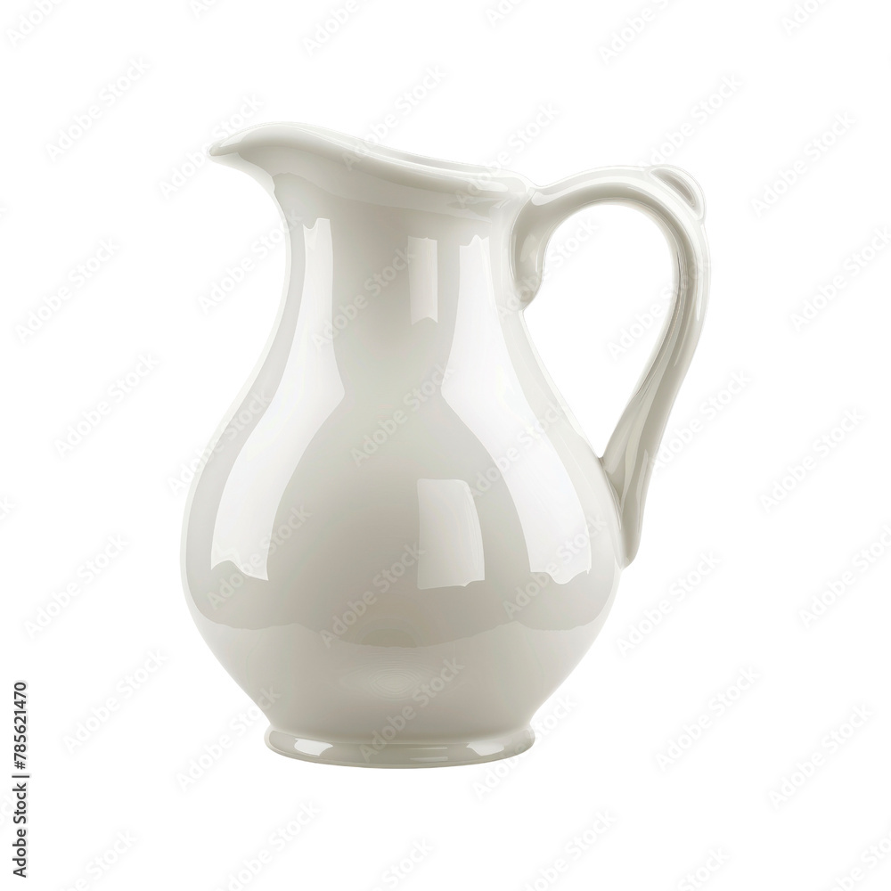 White ceramic jug. Isolated on transparent background. 
