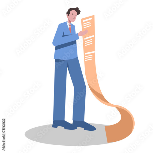 businessman with many responsibilities, workload, lots of work, designing ideas, success, profits, papers.