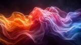 Colorful Wave of Smoke on Black Background
