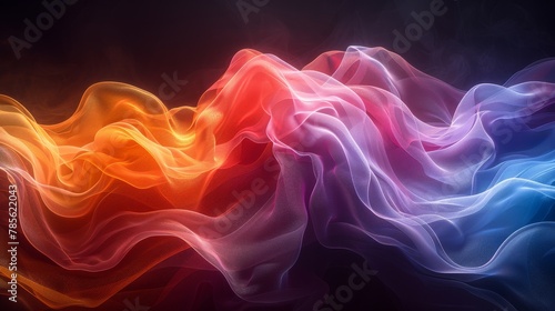 Colorful Wave of Smoke on Black Background