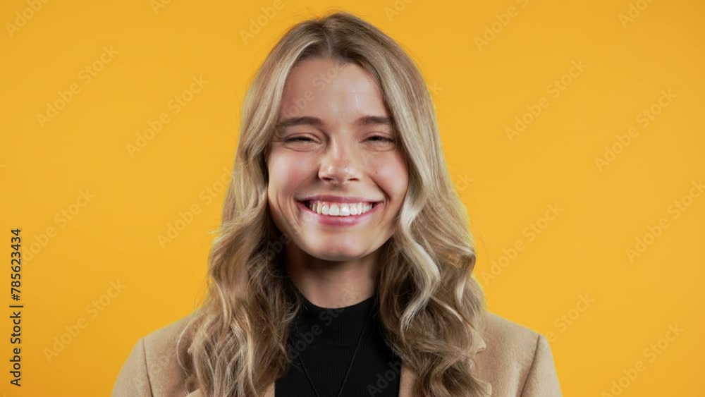 Friendly student woman showing yes signal, approve. Smiling happy business lady Friendly student woman showing yes signal, approve. Smiling happy business lady