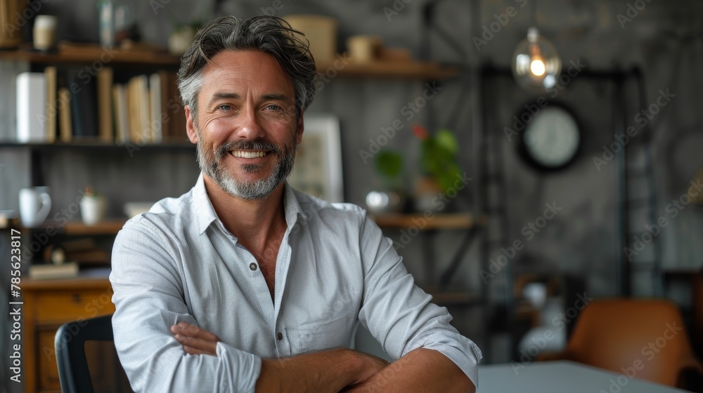Confident Professional Businessman Smiling in Office Generative AI Confident Professional Businessman Smiling in Office Generative AI