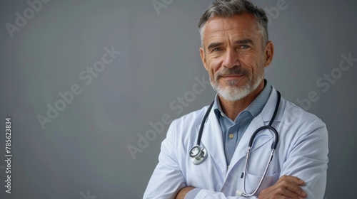 Friendly Physician Smiling in Medical Attire Generative AI photo