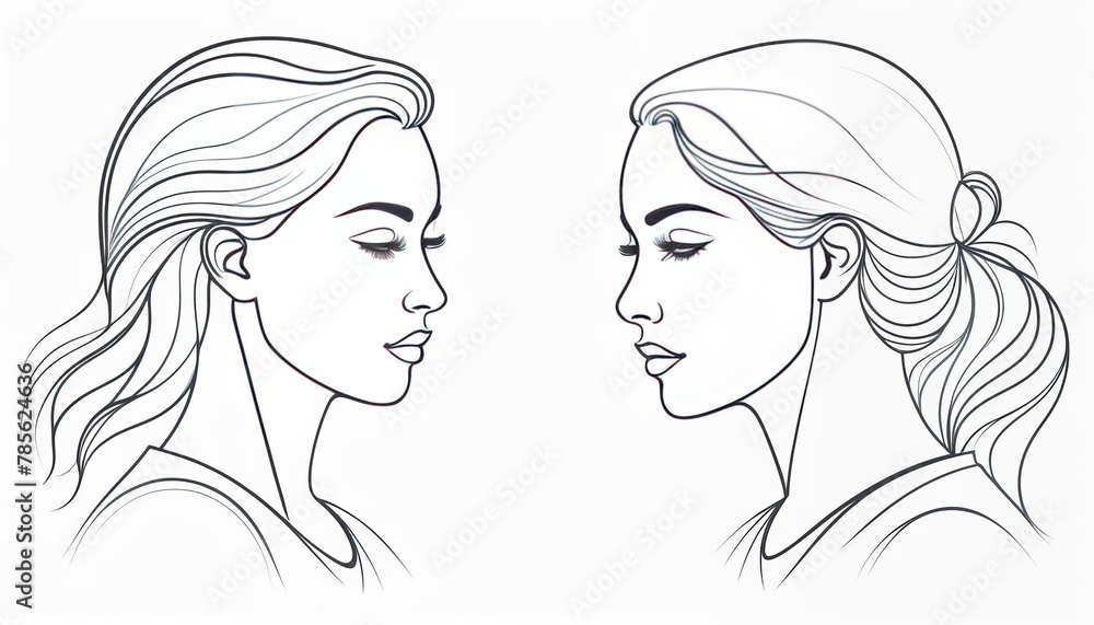 Face Profiles Line Art Illustration Face Profiles Line Art Illustration