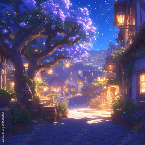 Step into a Dreamy Old-World Tavern: A Gorgeous Nighttime Scene of Charm and Mystery