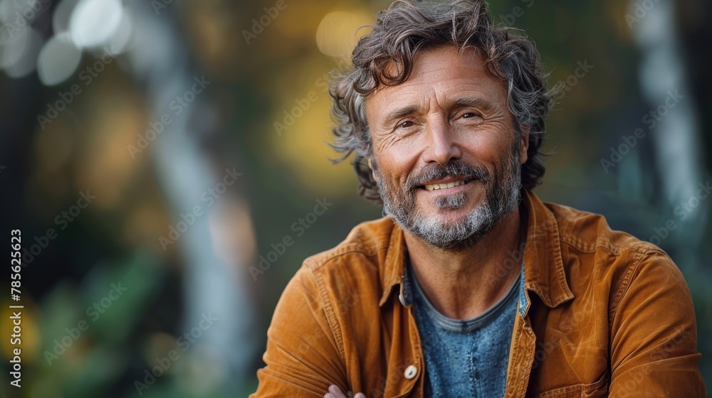 Confident Middle-Aged Man Smiling in Casual Wear Generative AI