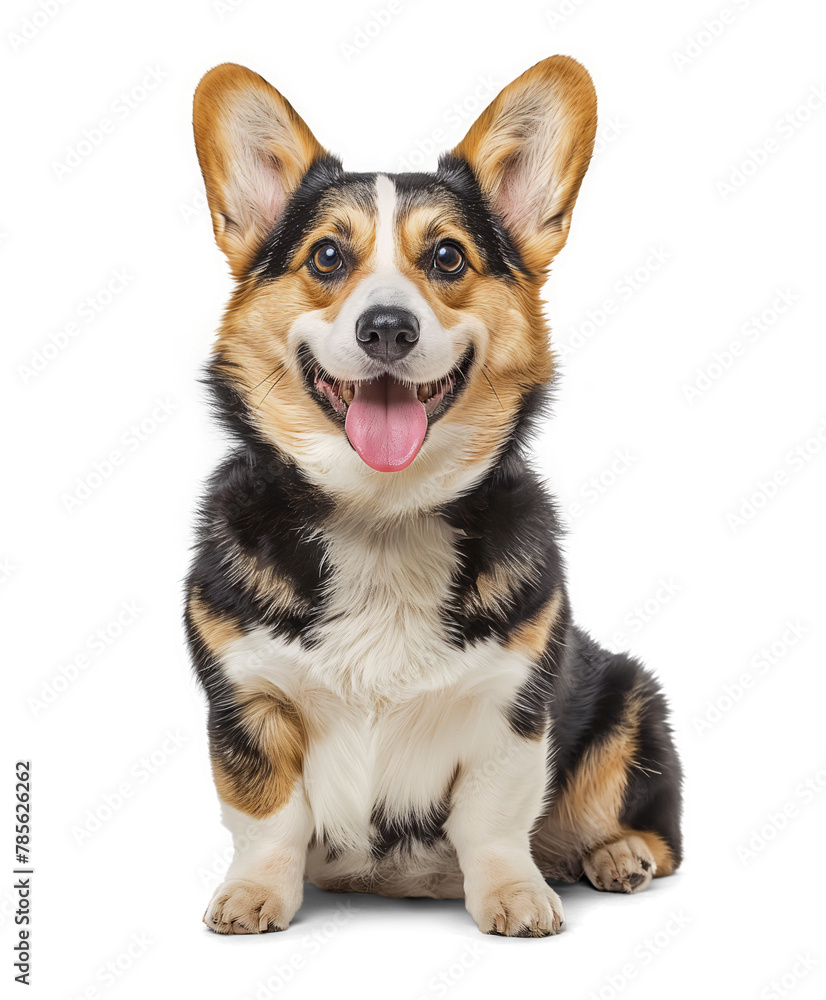 Cute pembroke welsh corgi with sable and white on isolated background