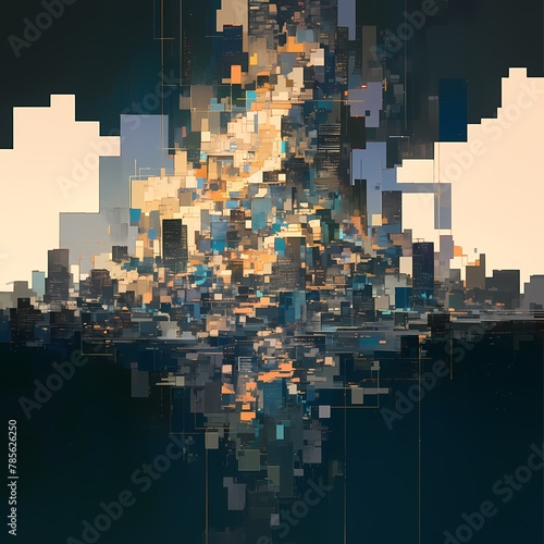 Revitalizing Urban Dawn: Ethereal Skyline Illustration for Promotional Content