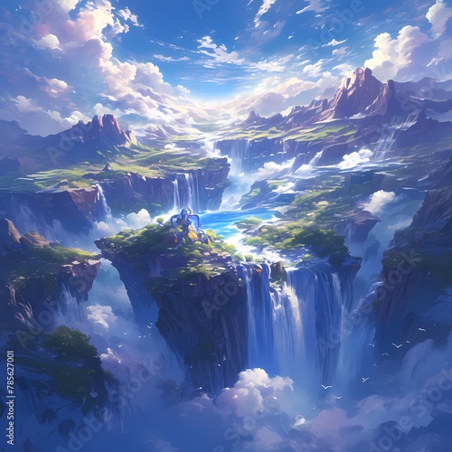 Graceful Waterfall Cascades Through the Heart of a Mystical Landscape