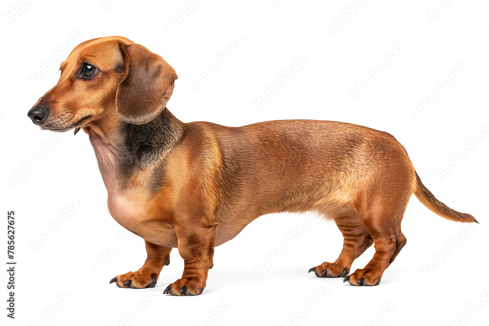 dachshund dog in full body side profile portrait in isolated background