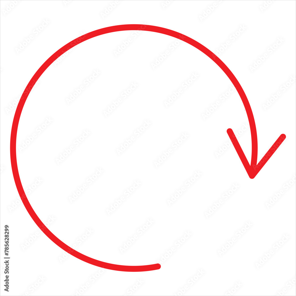 Red circle arrows icon set. Round reload sign, repeat icon, rotate arrow symbol, Vector illustration. 11:11 Red circle arrows icon set. Round reload sign, repeat icon, rotate arrow symbol, Vector illustration. 11:11