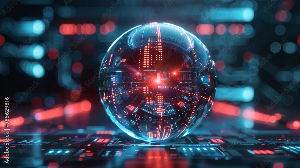 Futuristic Spherical Orb as an AI Assistant Concept Generative AI Futuristic Spherical Orb as an AI Assistant Concept Generative AI