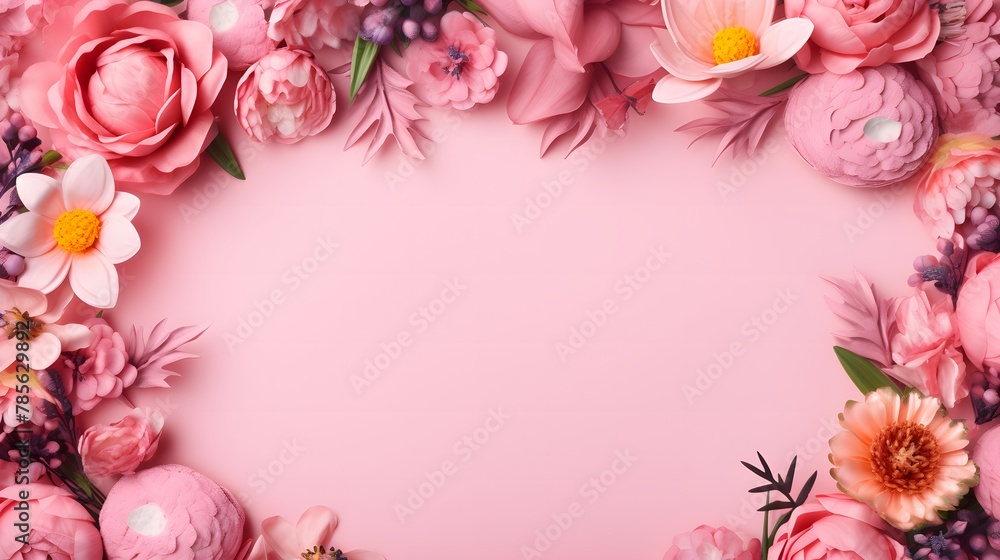 tour de page floral, printemps et nature, généré par IA - obrazy, fototapety, plakaty 