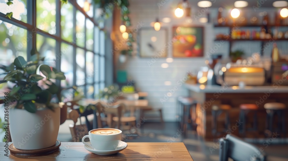 Blurred Interior of a Cozy Coffee Shop Generative AI