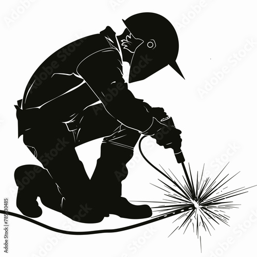 vector silhouette of a welder background .Generative AI