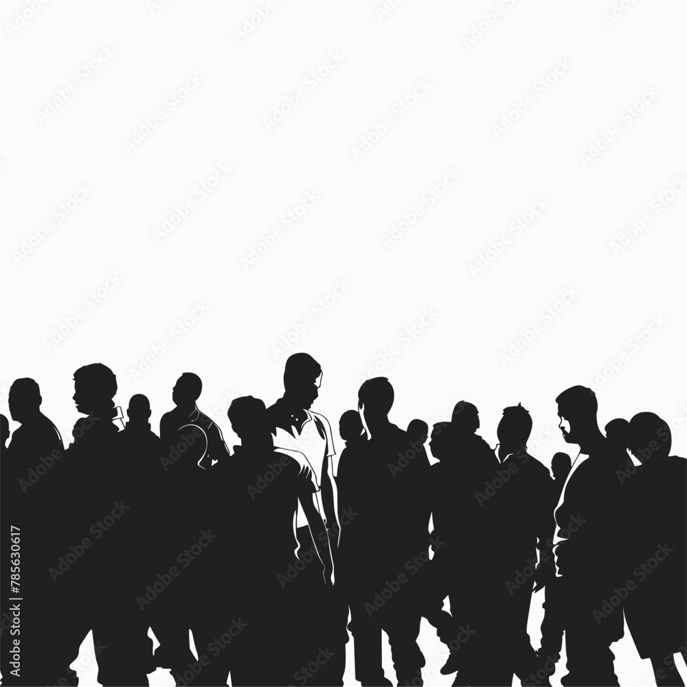 Obraz premium vector silhouette of a crowd of people on a white background .Generative AI