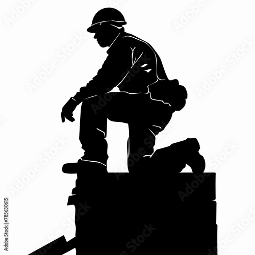 vector silhouette of a builder on a white background .Generative AI